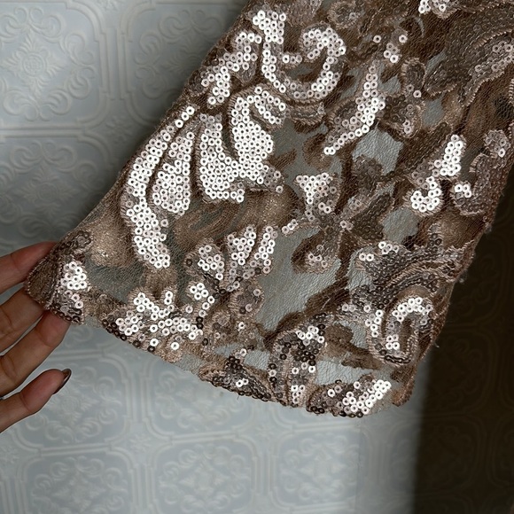 Mango | Sheer Sequin Mini Dress with 3/4 Flared Sleeves - Picture 7 of 13